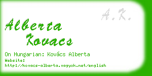 alberta kovacs business card